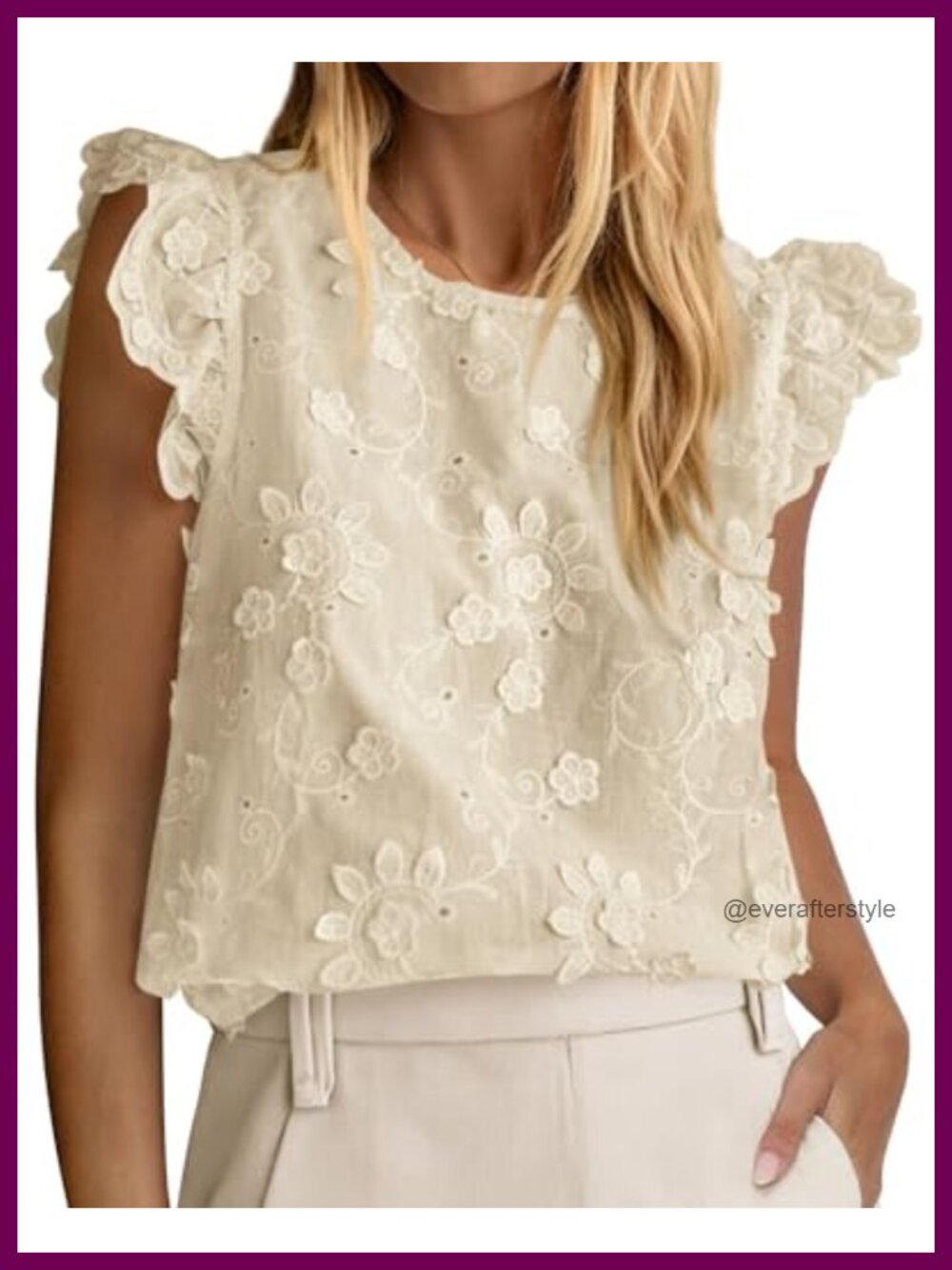 Womens Lace Eyelet Embroidered Blouse Cap Sleeve Boho Peasant Top